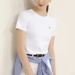 Short-Sleeved Round Neck Slim-Fit Cotton Embroidered T-Shirt
