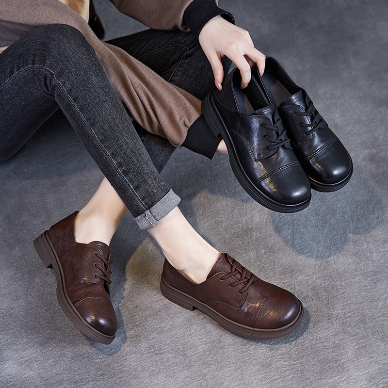Spring New English Lace-Up Light Luxury Loafers Work Shoes