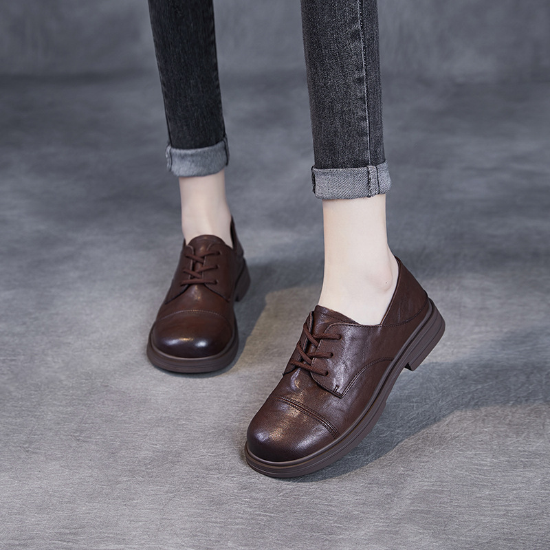 Spring New English Lace-Up Light Luxury Loafers Work Shoes