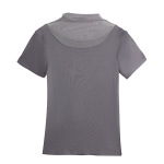 Mesh Patchwork Solid Color Pile Neck Short-Sleeved T-Shirt