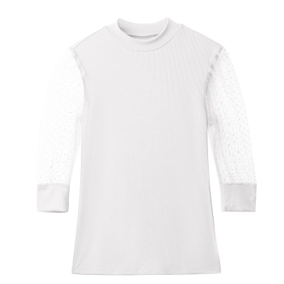 New Mesh Patchwork Half-Turtleneck T-Shirt 02