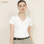 New Slim-Fit Summer Cotton Texture V-Neck Short-Sleeved T-Shirt