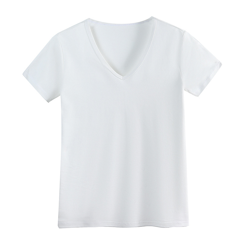 New Slim-Fit Summer Cotton Texture V-Neck Short-Sleeved T-Shirt
