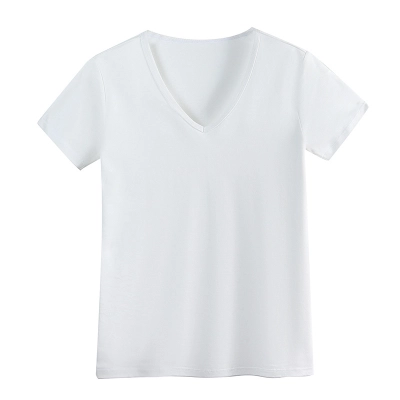 New Slim-Fit Summer Cotton Texture V-Neck Short-Sleeved T-Shirt 01