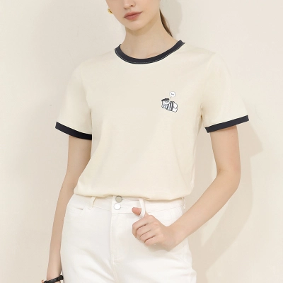 Round-Neck Printed Cartoon Bear Short-Sleeved T-Shirt 02