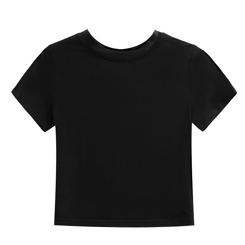 Short Navel Show Modal Slim-Fit Crew-Neck T-Shirt