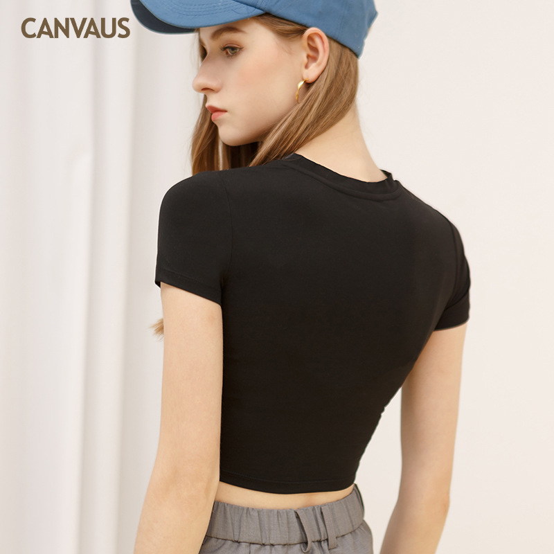 Short Navel Show Modal Slim-Fit Crew-Neck T-Shirt