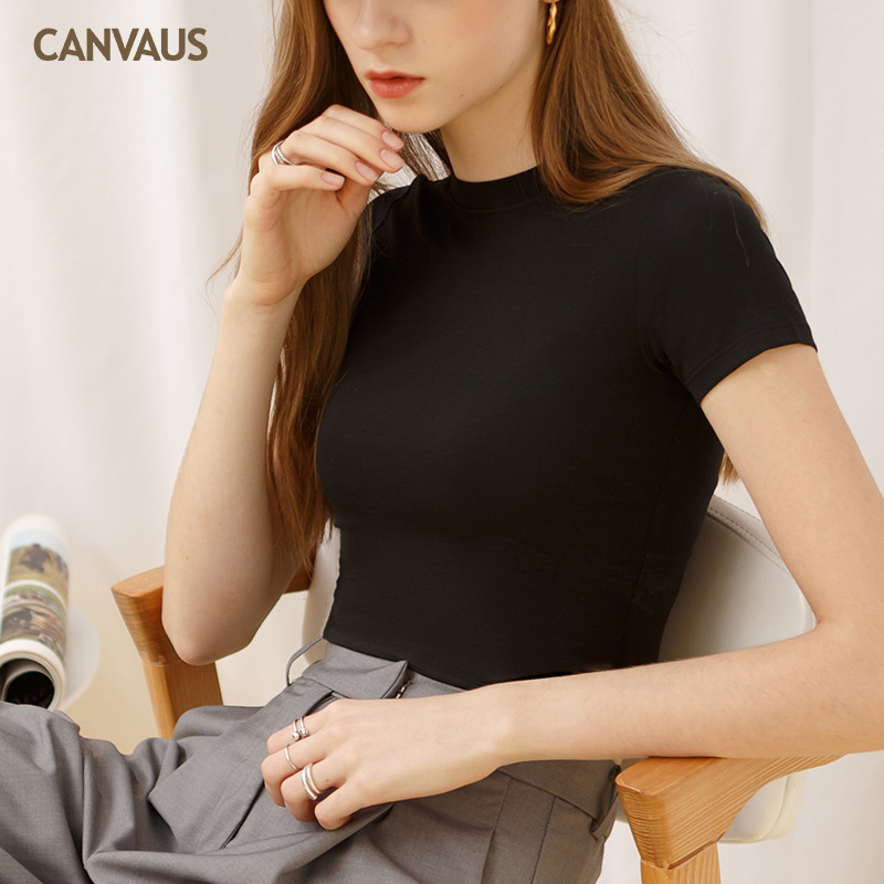 Short Navel Show Modal Slim-Fit Crew-Neck T-Shirt