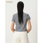 Summer Stretch Cotton Navy Striped T-Shirt