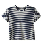 Summer Stretch Cotton Navy Striped T-Shirt
