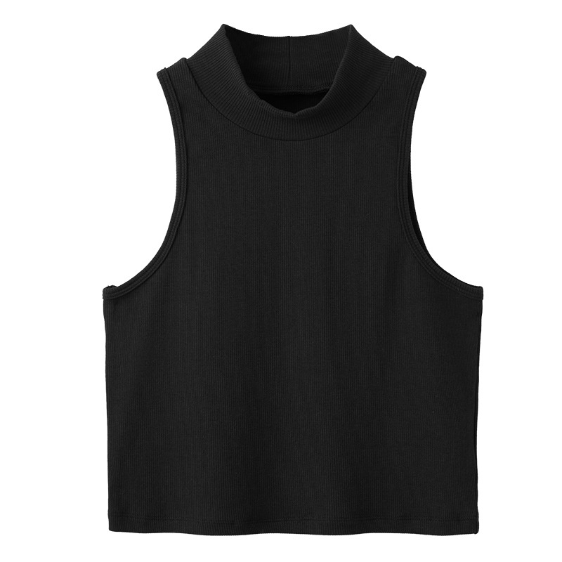 New Tight-Fitting Sleeveless Mid-Neck Waistcoat with Exposed Waist