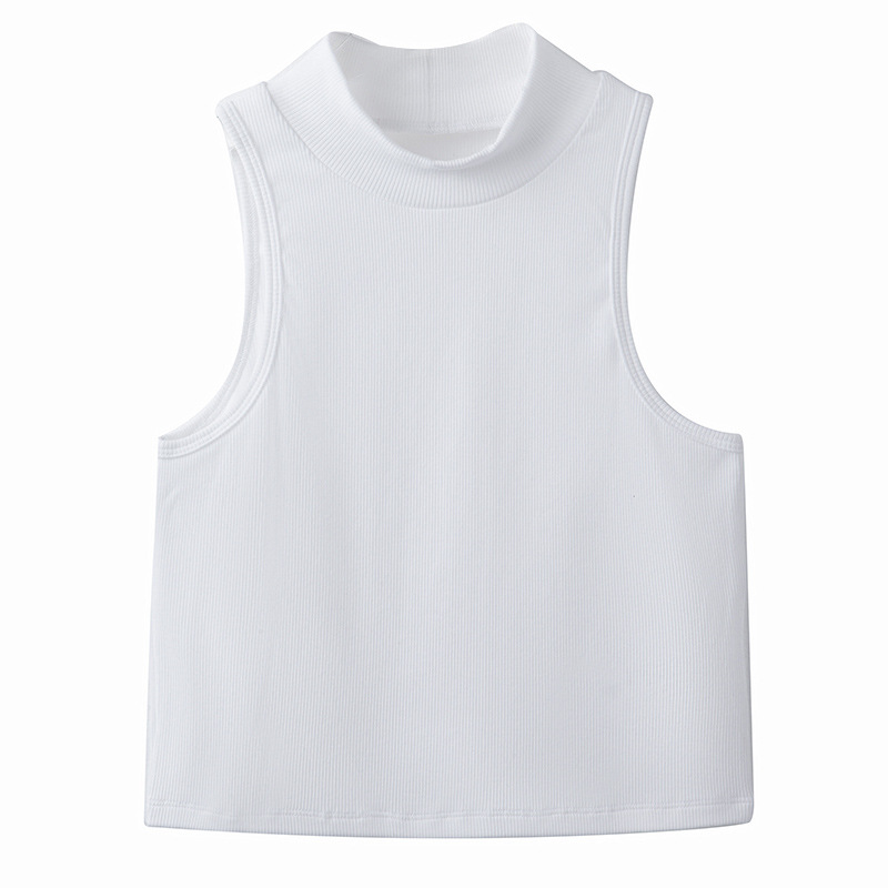 New Tight-Fitting Sleeveless Mid-Neck Waistcoat with Exposed Waist