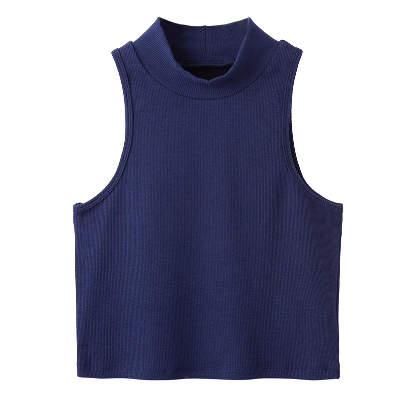New Tight-Fitting Sleeveless Mid-Neck Waistcoat with Exposed Waist