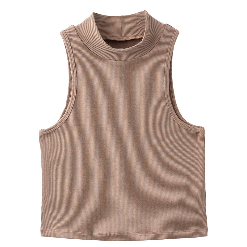 New Tight-Fitting Sleeveless Mid-Neck Waistcoat with Exposed Waist