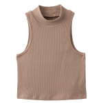 New Tight-Fitting Sleeveless Mid-Neck Waistcoat with Exposed Waist