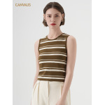 New Women's Simple Color-Blocking Striped Vest