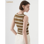 New Women's Simple Color-Blocking Striped Vest