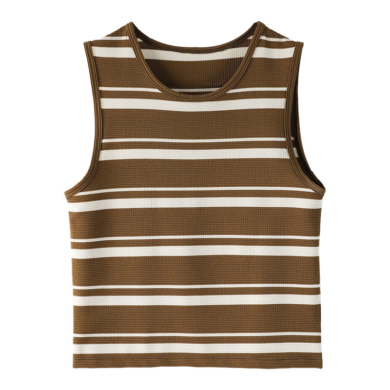 New Women's Simple Color-Blocking Striped Vest