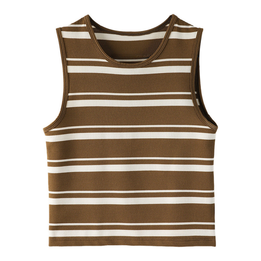 New Women's Simple Color-Blocking Striped Vest