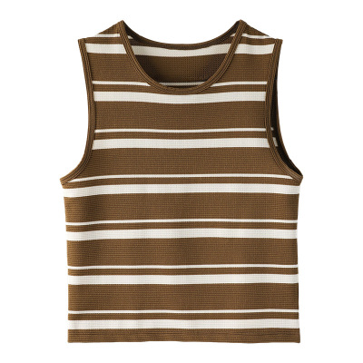 New Women's Simple Color-Blocking Striped Vest 02