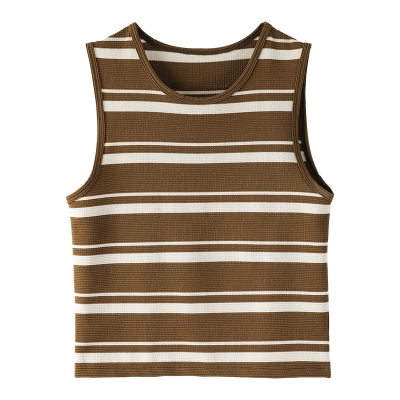 New Women's Simple Color-Blocking Striped Vest 02