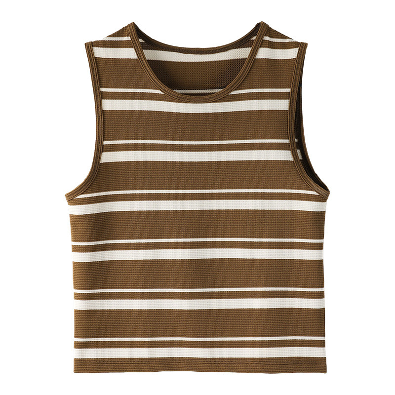 New Women's Simple Color-Blocking Striped Vest