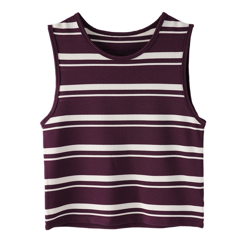 New Women's Simple Color-Blocking Striped Vest