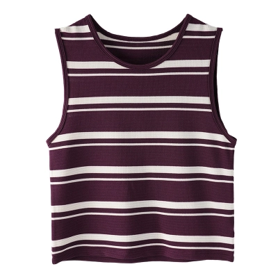 New Women's Simple Color-Blocking Striped Vest 01