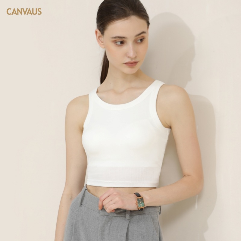 Solid Color Short Strappy Vest with Chest Pads