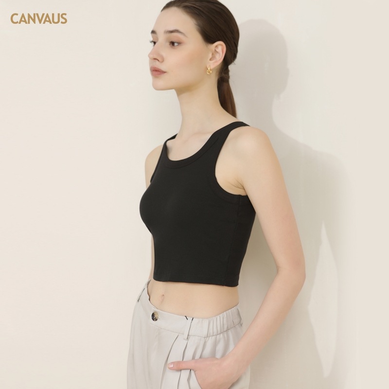 Solid Color Short Strappy Vest with Chest Pads