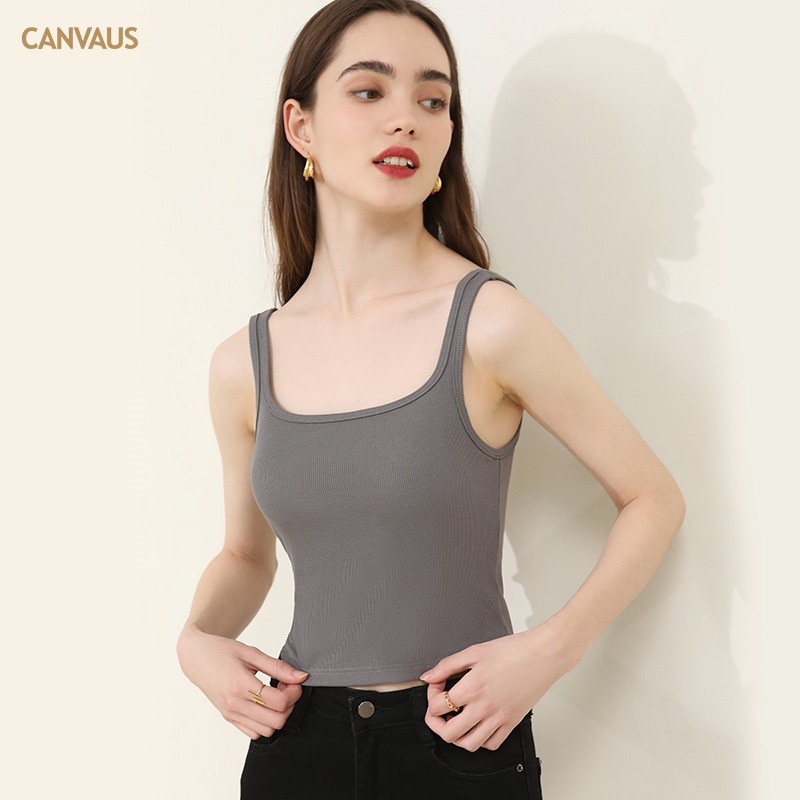 Square-Neck Halter Top with Built-in Chest Pads