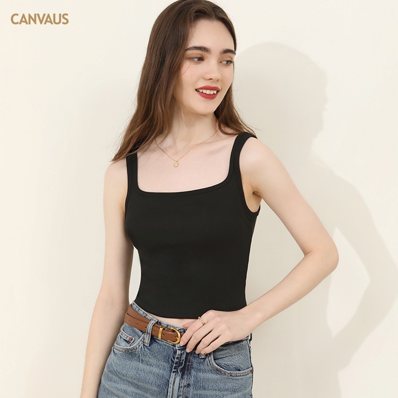 Square-Neck Halter Top with Built-in Chest Pads