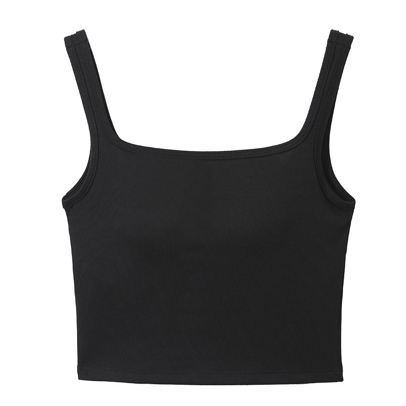 Square-Neck Halter Top with Built-in Chest Pads