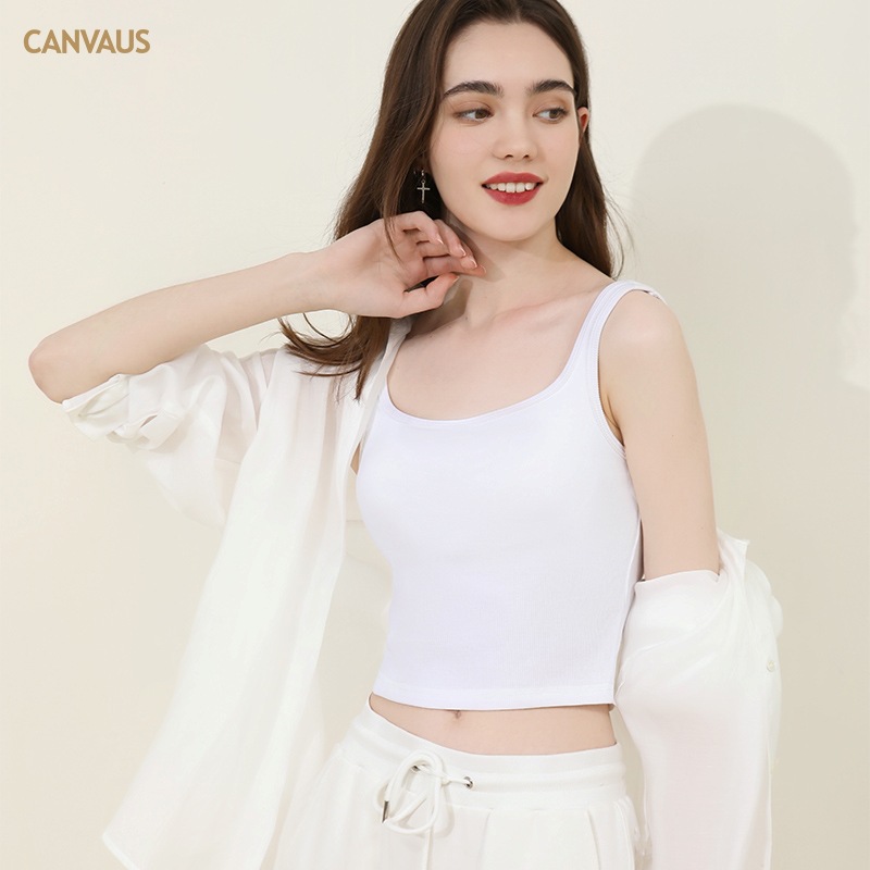 Square-Neck Halter Top with Built-in Chest Pads