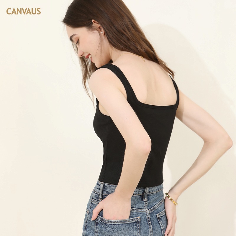 Square-Neck Halter Top with Built-in Chest Pads