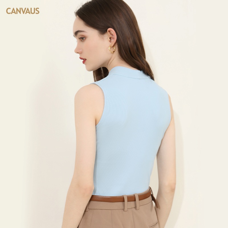 Summer V-Neck Sleeveless Ribbed Cotton Vest