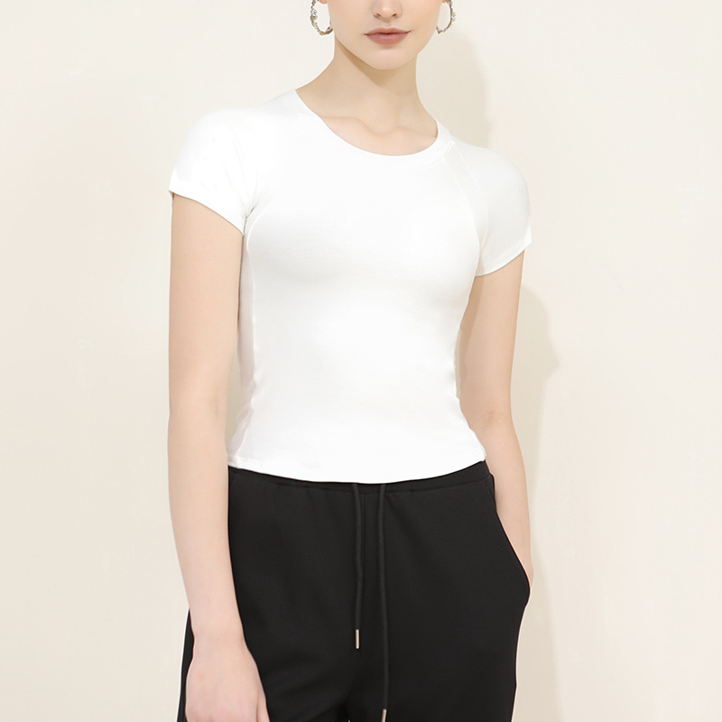 Basic Short Round-Neck Slimming Short-Sleeved T-Shirt