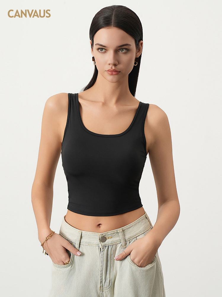 Classic U-Shaped Neckline Halter Vest with Chest Pads