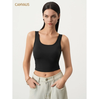 Classic U-Shaped Neckline Halter Vest with Chest Pads 02