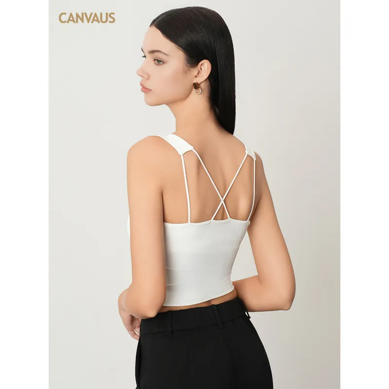 Classic U-Shaped Neckline Halter Vest with Chest Pads