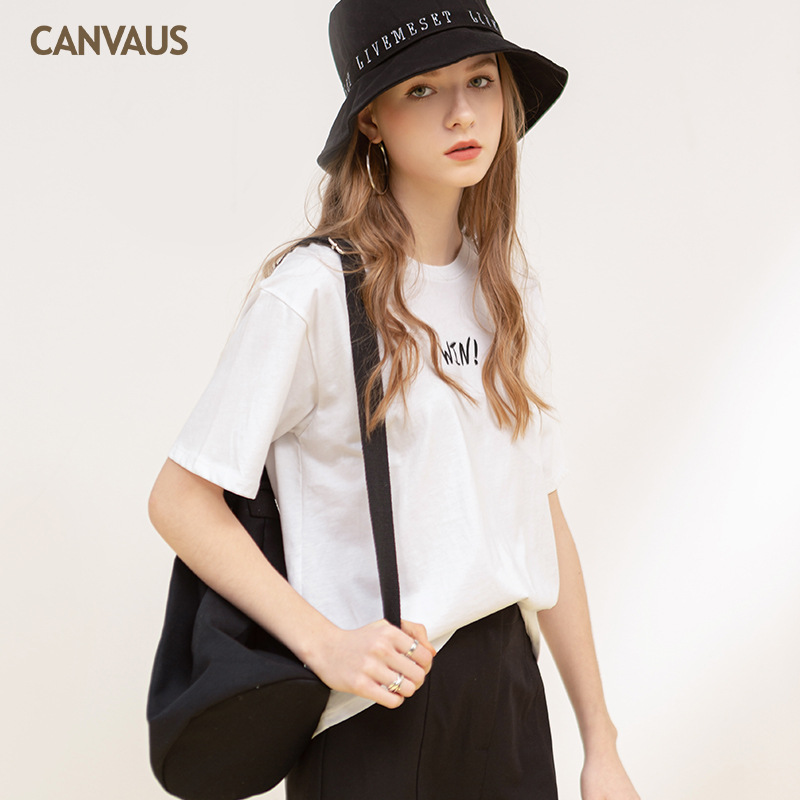 Cotton Loose Double-Sided Printed Short Sleeve Top