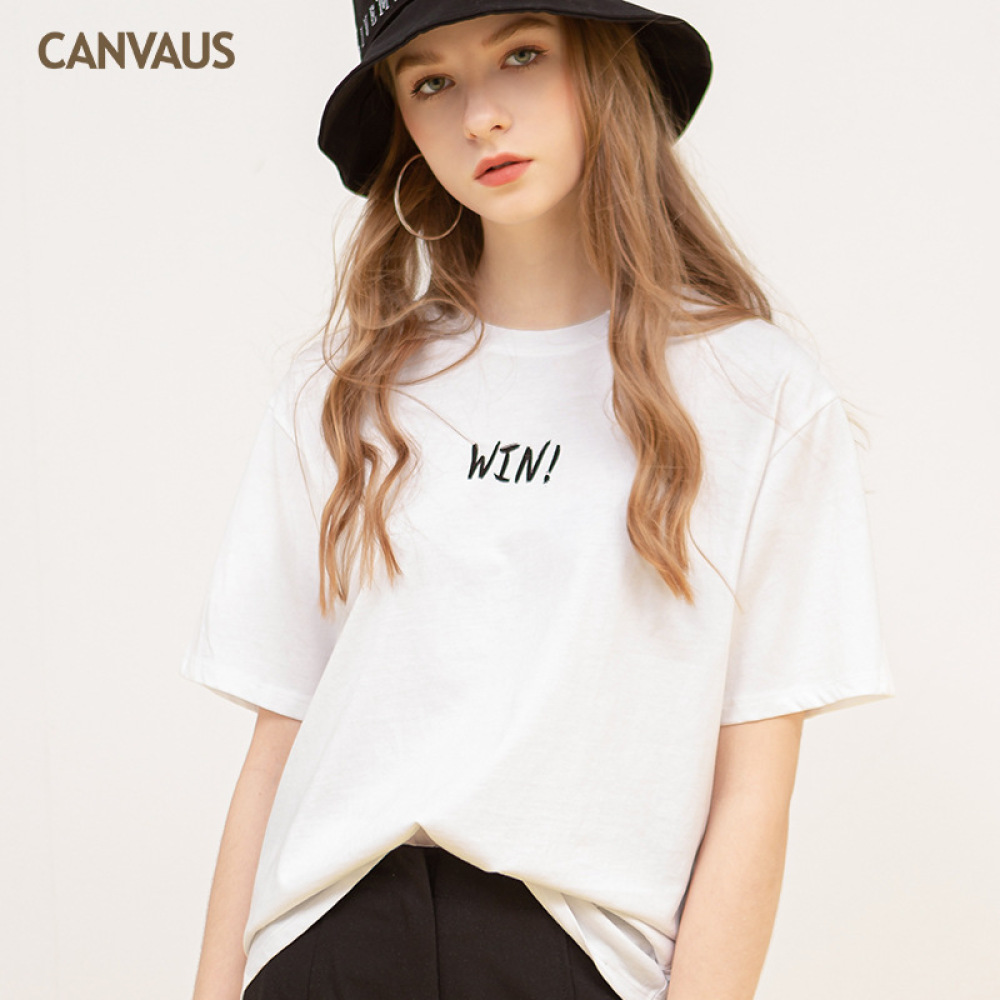 Cotton Loose Double-Sided Printed Short Sleeve Top