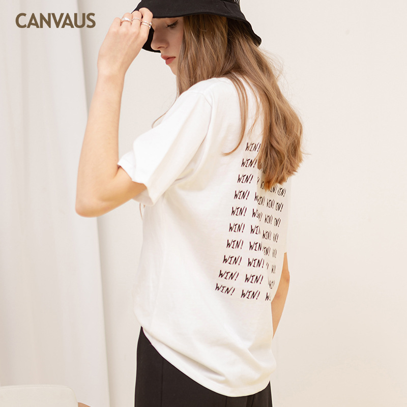 Cotton Loose Double-Sided Printed Short Sleeve Top