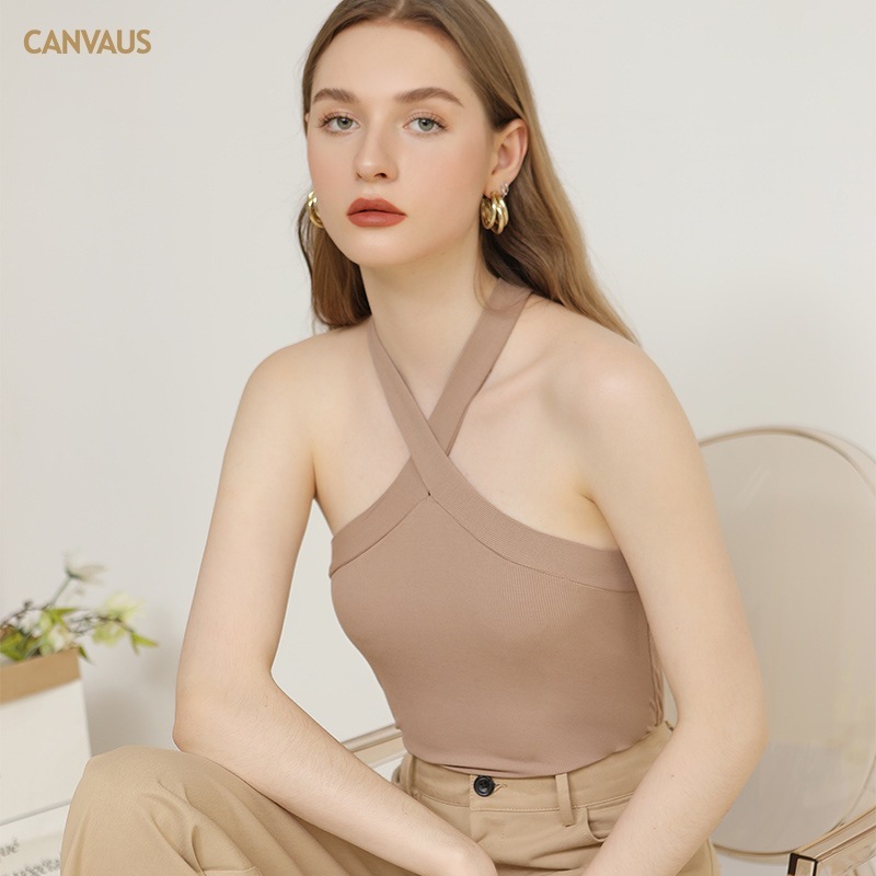 Knitted Threaded Halter Top