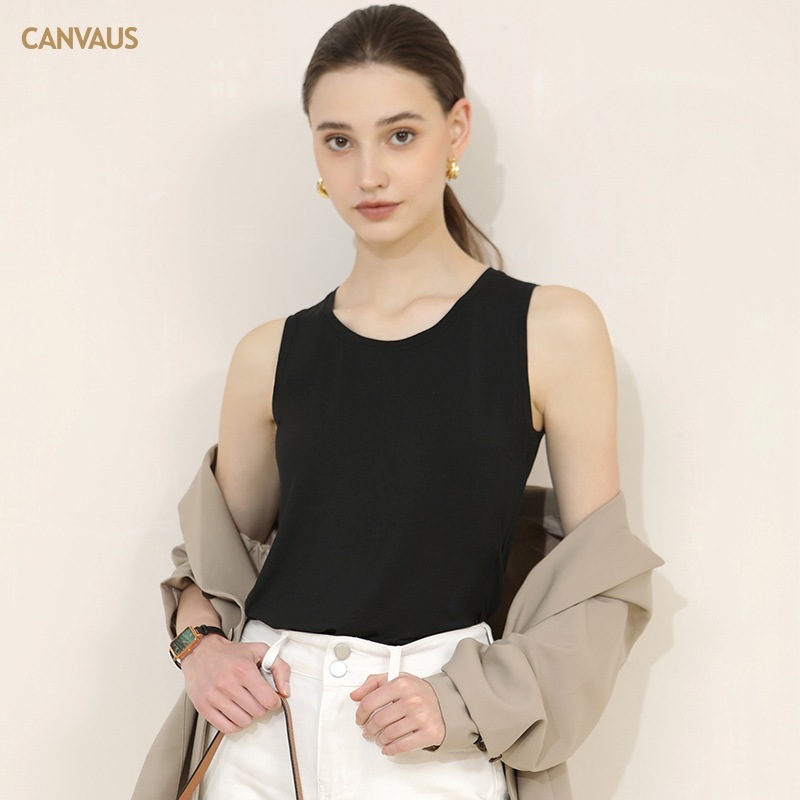 Loose French Sleeveless Round-Neck T-Shirt Vest