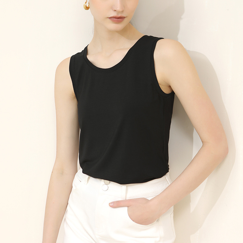 Loose French Sleeveless Round-Neck T-Shirt Vest