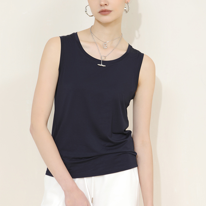 Loose French Sleeveless Round-Neck T-Shirt Vest
