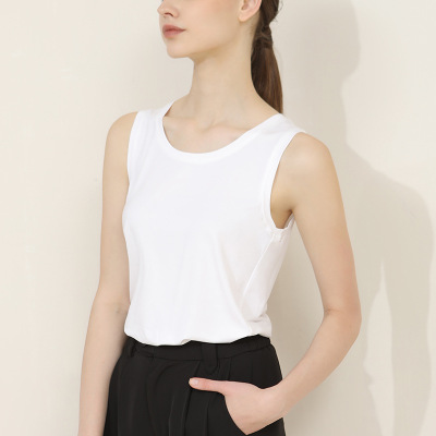 Loose French Sleeveless Round-Neck T-Shirt Vest 02