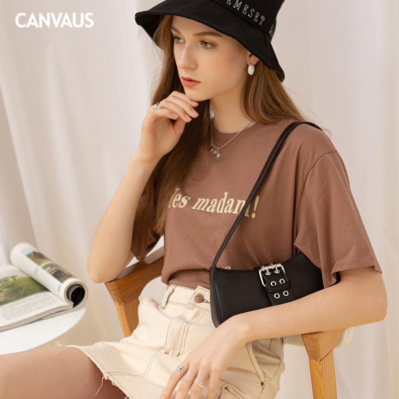 New Cotton Loose Round-Neck Printed Short-Sleeved T-Shirt