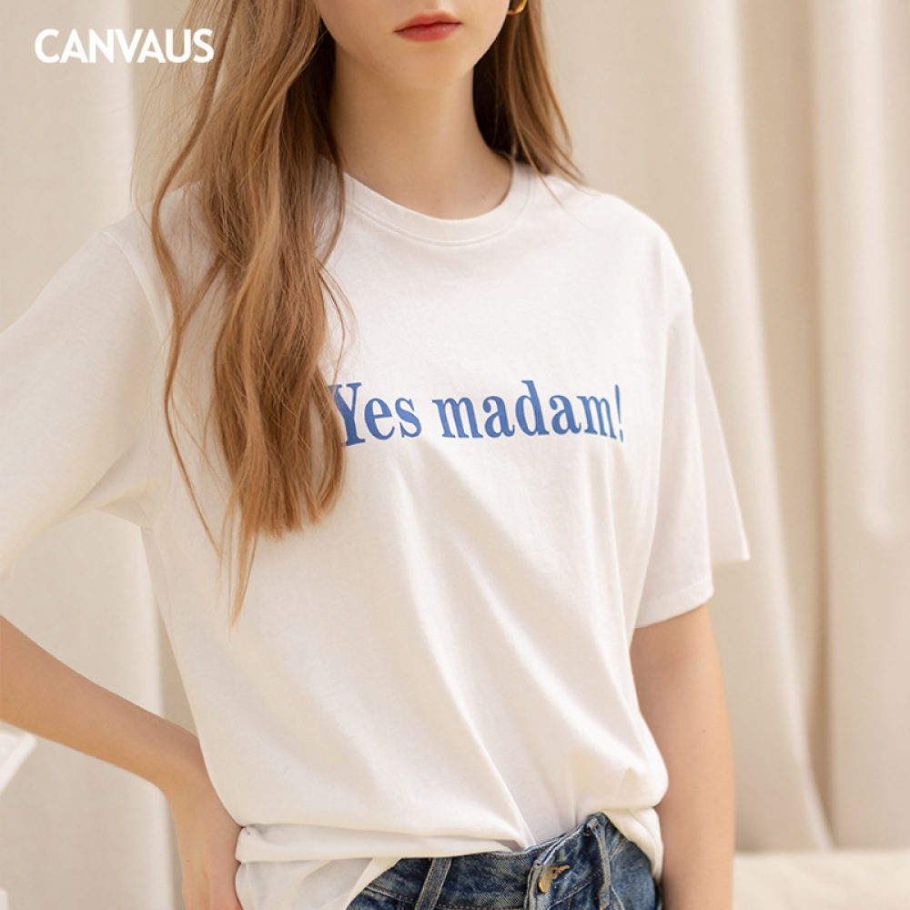 New Cotton Loose Round-Neck Printed Short-Sleeved T-Shirt
